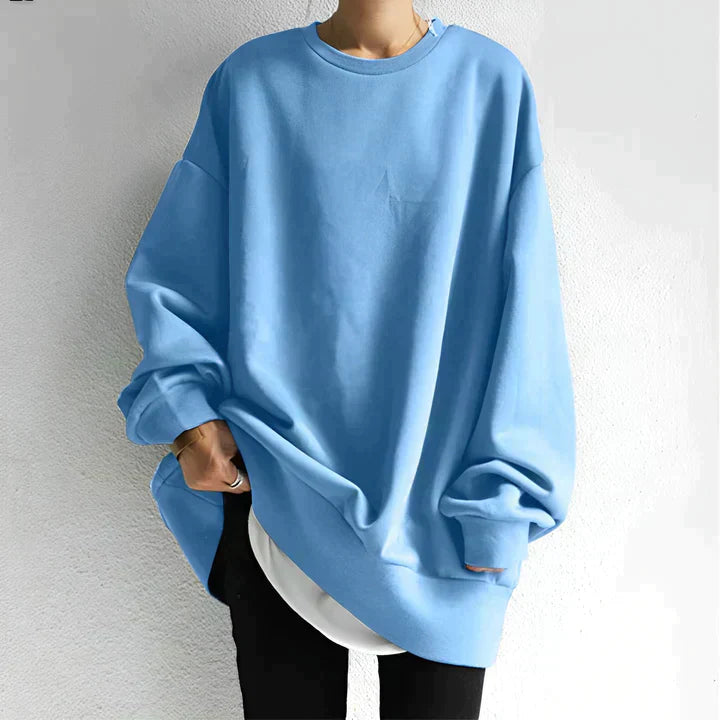 Oversized Round Neck Sweatshirt for Women | Long Sleeves