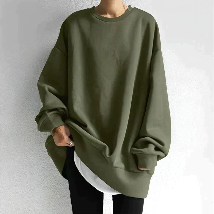 Oversized Round Neck Sweatshirt for Women | Long Sleeves