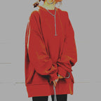 Oversized Round Neck Sweatshirt for Women | Long Sleeves